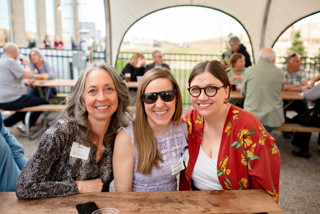Emily and Abbey from the Perspective 6 client services team pictured with Pam a former colleague and current P6 client